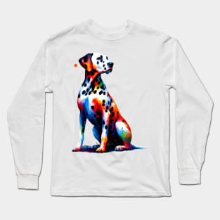 Dalmatian Expressed in Colorful Splash Art Form Long Sleeve T-Shirt